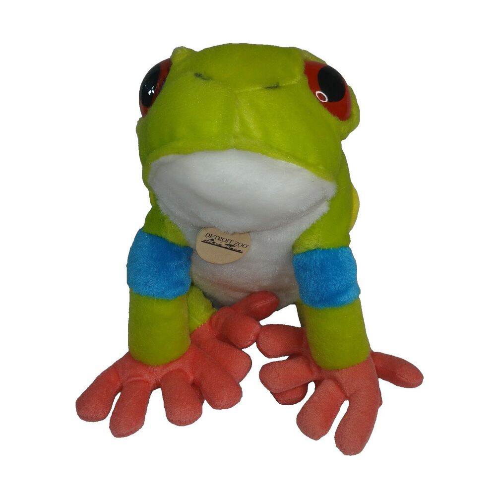 Wild Republic Red-Eyed Tree Frog Plush 11” Zoo Animal Toy Detroit Zoo Preowned